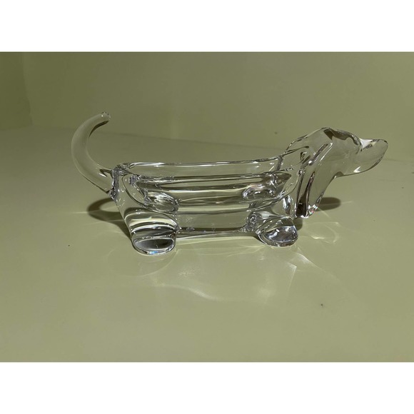 Unknown Other - Vintage Art Lead Crystal Dachshund Dog Candy Dish